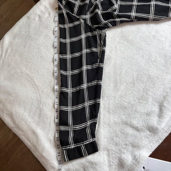 Old Navy Womens Black & White Button Up Plaid Long Sleeve V-Neck Blouse XL - Picture 13 of 15